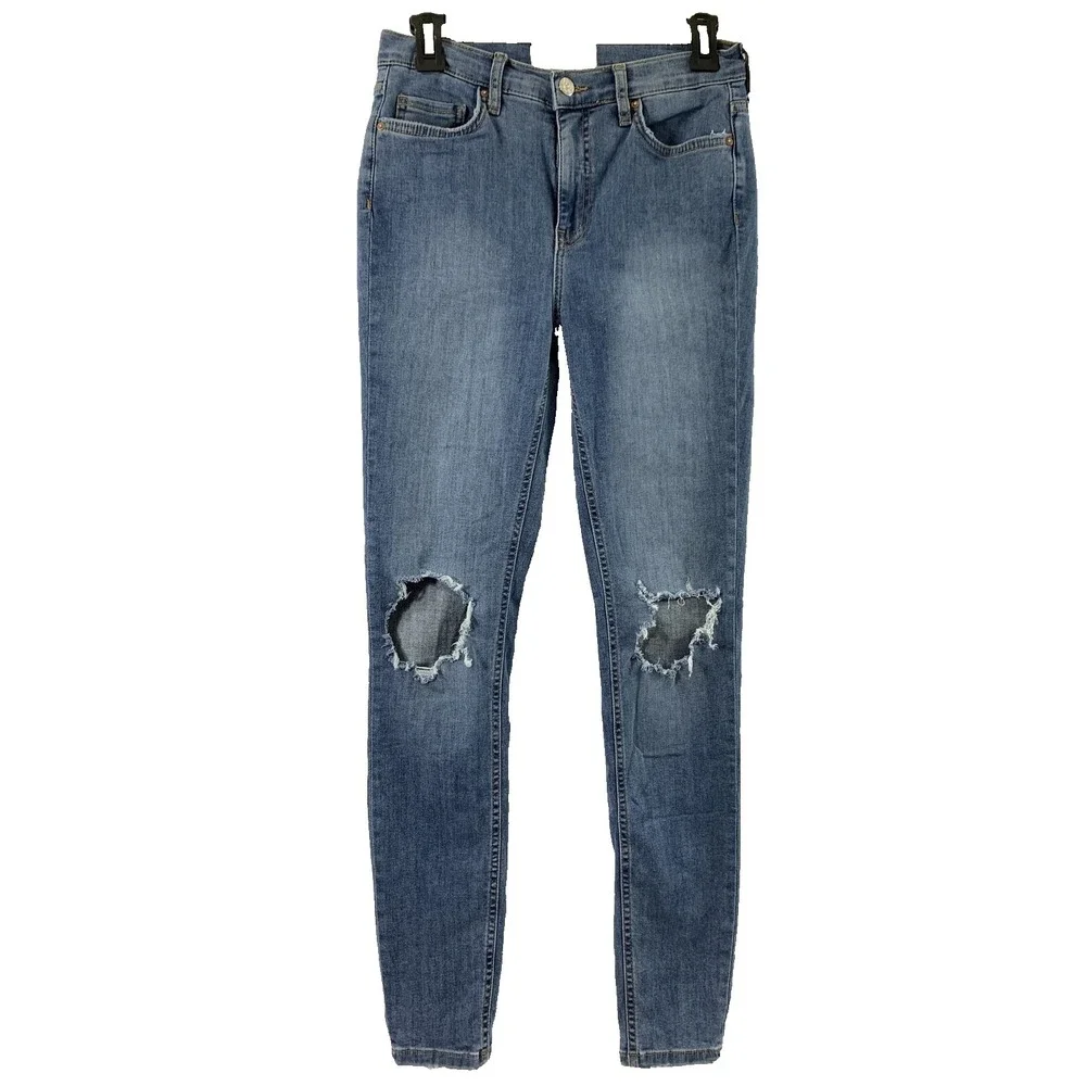 Free People Jeans Womens Size 28 Destroyed Distress Skinny Medium Wash Denim